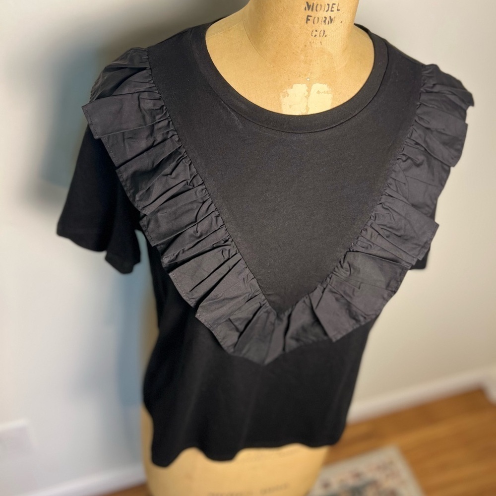 Anthropologie blank ruffle Maeve t-shirt small